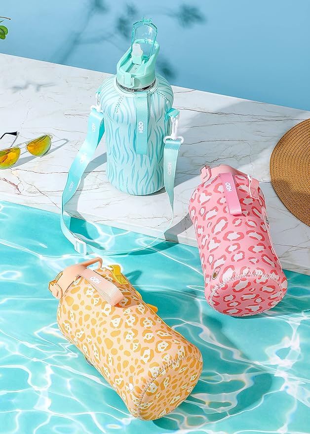 H2O Capsule 2.2L Half Gallon Water Bottle with Storage Sleeve and Covered Straw Lid – BPA Free Large Reusable Drink Container with Handle - Big Sports Jug, 2.2 Liter (74 Ounce)