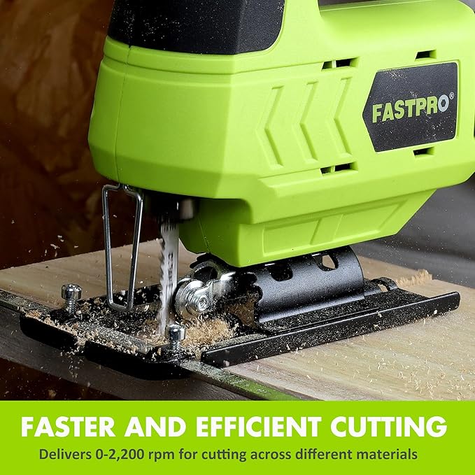 FASTPRO 12V Cordless Jig Saw Kit, Electric Jigsaw with 10pcs Blades & Edge Guide, Included 1.5 Ah Battery, Charger and Storage Case