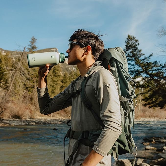 BOTTLE BOTTLE 32oz Insulated Water Bottle Stainless Steel Sport Water Bottle with Straw Dual-use Lid Design for Gym with Pill Box (green)
