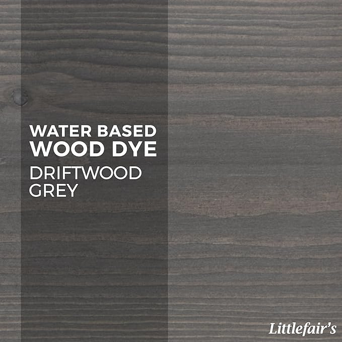 Littlefair's Wood Stain Water Based - 8.5oz/250ml - Indoor Furniture Stain Light & Dark Finishes - Special Non Toxic & Eco Friendly Formula - Wood Stain for Crafts - Color: Driftwood Grey