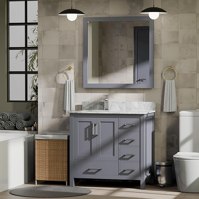 Big Sur 36 in. W X 22 in. D Dark Grey Single Bath Vanity Cabinet Without Countertop
