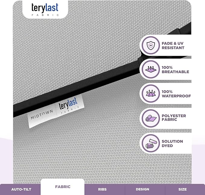 Midtown Umbrellas 10-Year-No-Fade - 10 Ft - UV Proof Off White Polyester Fabric - Umbrella Outdoor Patio, Aluminum Frame Large Patio Umbrella for Garden, Pool & Deck - Black Pole