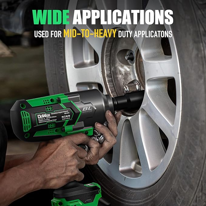 Cordless Impact Wrench 1/2 Inch, High Torque 1200 Ft-lbs Brushless Impact Gun, 20V Power 4.0 Ah Battery, Fast Charger, 5 Pcs Sockets and Tool Box Kit