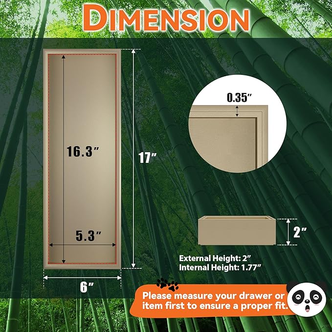 Bamboo Drawer Organizer - Extra Large Silverware & Utensil Organizer, 2 Pcs Toilet Toppers, Wooden Toilet Paper Basket (Gold, 17 X 6 X 2 Inch)