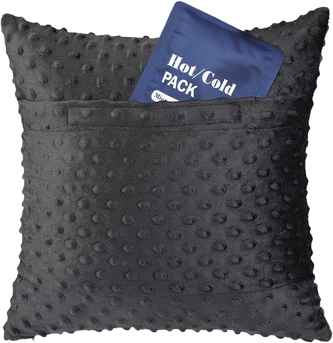 Heart Surgery Recovery Pillow for After Heart Surgery Open Heart Surgery Gifts Triple Bypass Heart Transplant Cough Pillow with Pocket for Cooling Pack, Minky Dot Black