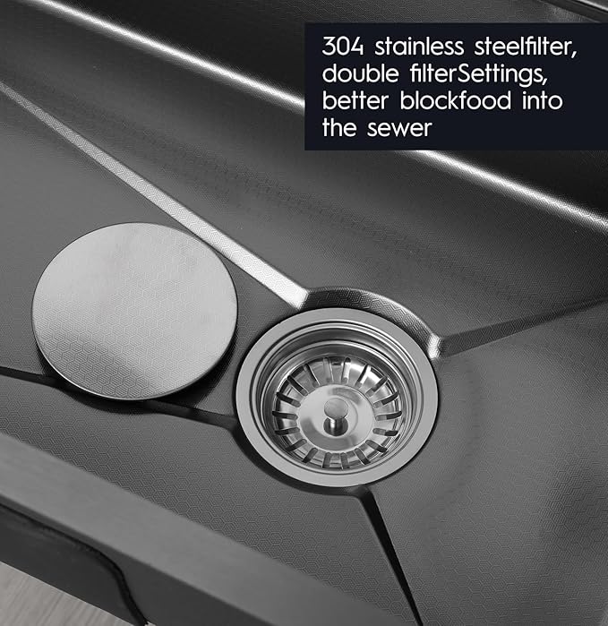 30"Kitchen Sink with Faucet Combo Waterfall Black Stainless Steel Waterfall Sink Kitchen Countertop Multi-Functional Sinks Farmhouse Undermount or Countertop Drop in