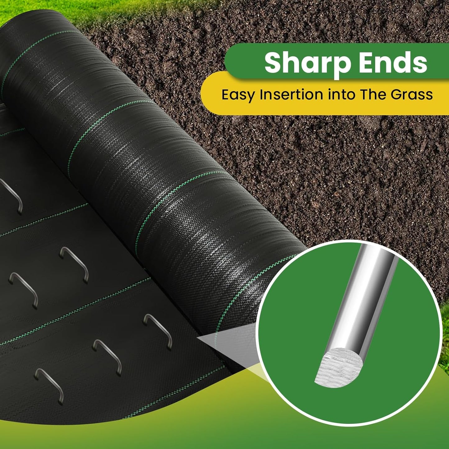 Landscape Staples 6 Inch 60 Pack, Garden Stakes Galvanized Garden Staples 11 Gauge, Plant Cover Stakes for Lawn Weed Barrier