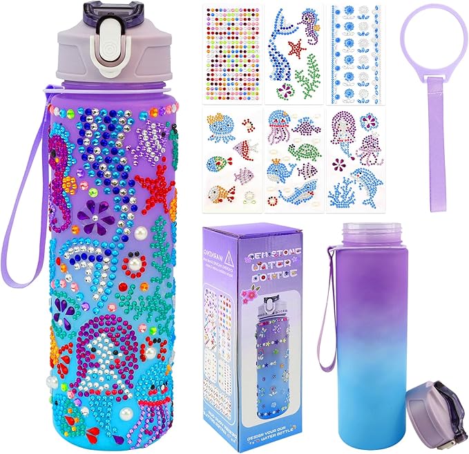 Decorate Your Own Water Bottle Kits for Girls, Mermaid Toys for Girls 10-12, 6-12 Year Old Girl Birthday Gifts Painting Crafts, Mermaid Arts and Crafts Gifts Toys for Girls Birthday Christmas