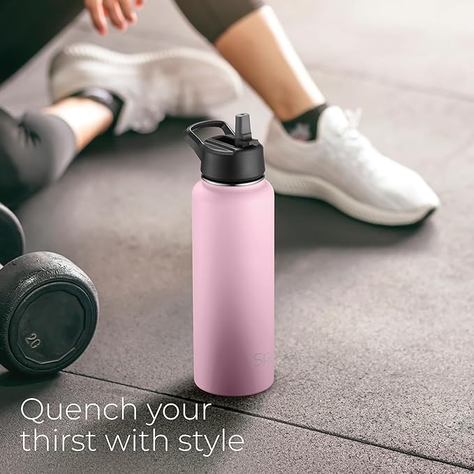 SipX™ Triple-Insulated Stainless Steel Water Bottle 40oz. With 3 Lids, BPA-Free Reusable Insulated Water Bottle Keeps Cold 24 Hours, Metal Water Bottle Made Of Sustainable Material For Hiking & Biking