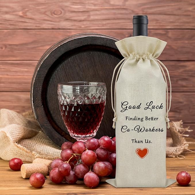 Funny Farewell Gifts for Coworker Leaving Wine Bag Goodbye Gifts for Colleague Coworkers Happy Retirement Gifts for Women Men Wine Bottle Decoration Bag New Job Gifts for Him Her Wine Accessory Gifts