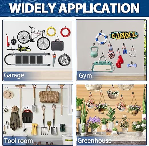 3-H Garage Wall Hooks 45 Pack, Garage Hooks Heavy Duty with Extra Welding Spots, Garage Organizer for Garden, Lawn, Chairs, Ladders, WeedEater, Shovel (Red)