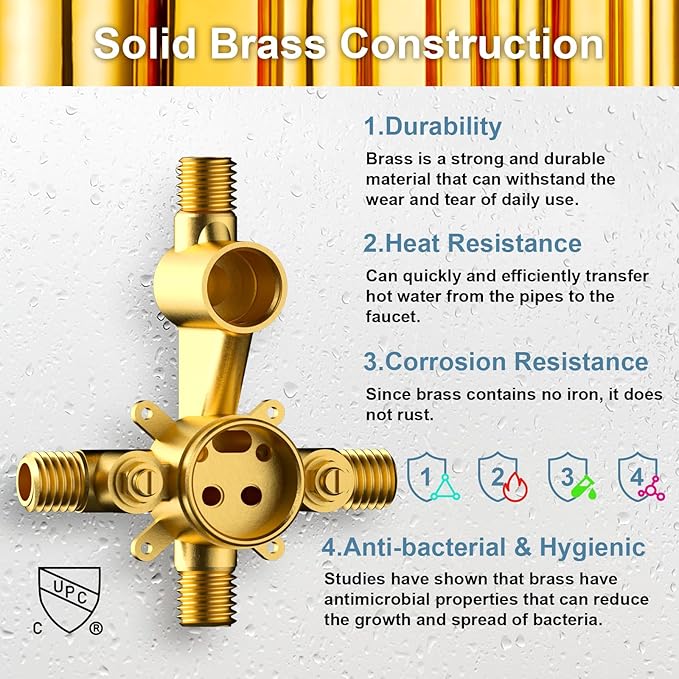 Shower Faucet Set - 12 inches Rain Shower System with 6 Function Handheld Shower Head Rough in Pressure Balance Valve Kit - Stainless Steel Bathroom Shower Kit Complete Brushed Nickel