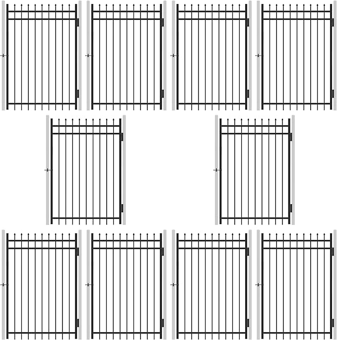 Pinnacle Fence Pack of 10 Heavy Duty Outdoor Fence Gate, 6FT x 4FT, Anti-Rust Steel, Decorative Garden Gate for Residential, Yard, Pool, Patio