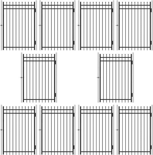 Pinnacle Fence Pack of 10 Heavy Duty Outdoor Fence Gate, 6FT x 4FT, Anti-Rust Steel, Decorative Garden Gate for Residential, Yard, Pool, Patio