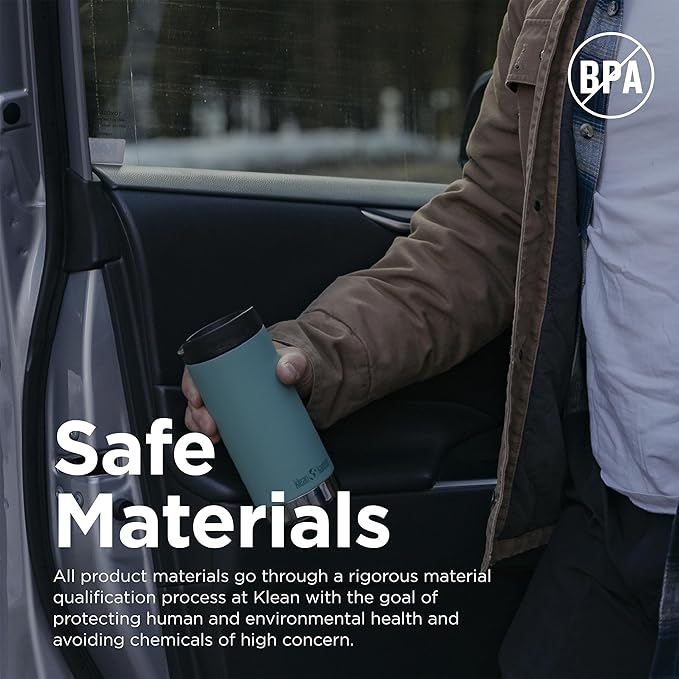 KLEAN KANTEEN TKWide Insulated Coffee Tumbler with Café Cap - Stainless Steel Coffee Tumbler - 16 Oz, Beryl Green