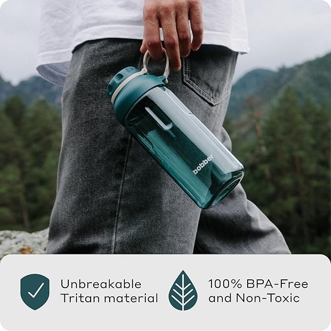 BOBBER 30 oz Tritan BPA-Free Sports Water Bottle with Fruit Infuser — Leak Proof, BPA Free & Dishwasher Safe — Impact Resistant Water Bottle with Twist Cap for Yoga, Climbing, Pilates (Deep Teal)