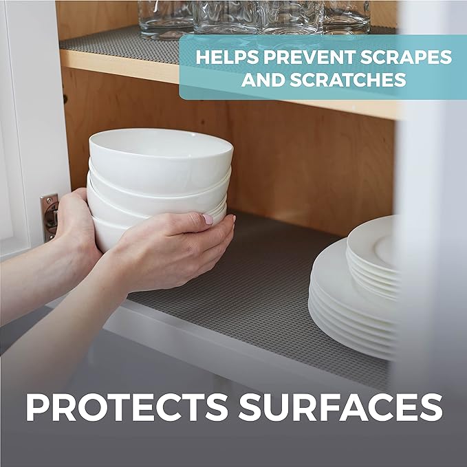 HOME GENIE Drawer Shelf and Cabinet Liner, Durable with Strong Grip, 20 Inch x 20 FT, Non Adhesive Liners Protect Kitchen Cabinets and Cupboard, Bathroom Drawers and Shelves, Desks, Slate Gray