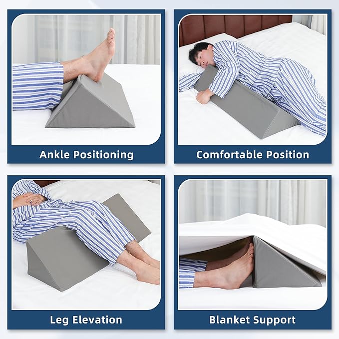 Fanwer Wedge Pillow for Side Sleeping, 34" Back Pillow for Side Sleeper, Bed Wedges & Body Positioners for After Surgery, Back Pain, Preventing Bedsores