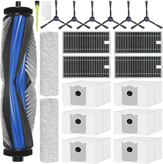 X8 Pro Omni Accessories for ECOVACS DEEBOT X8 PRO OMNI / X8 OMNI Replacement Parts Accessory Kit 2 Anti Tangle Main Brush 2 Roller Mop 6 Dust Bags 6 Side brush 4 Filter 1 Cleaning Brush