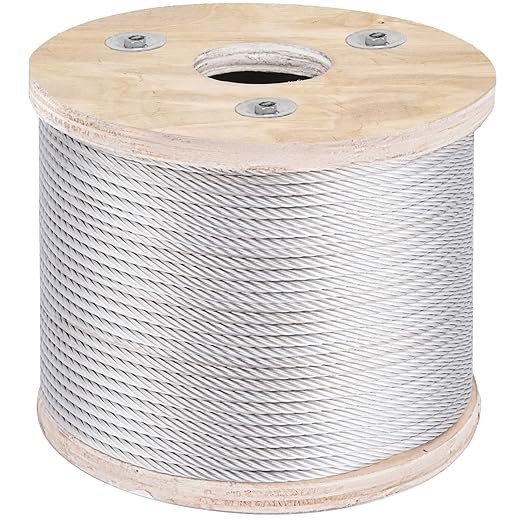 VEVOR 3/16 T304 Stainless Steel Cable 250FT, 3700 LBS Breaking Strength Cable Railing System Wire Rope Aircraft Deck Railing Kit Fence Wire