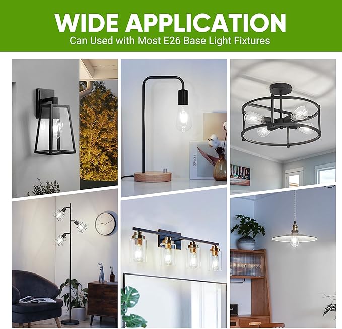 WIHTU LED Light Bulbs, Bright Vintage 6W LED Edison Bulbs, St58 5000K Warm Light with CRI 85+, E26 Standard Base, 900LUM, Non-Dimmable, Clear Glass, Pack of 12