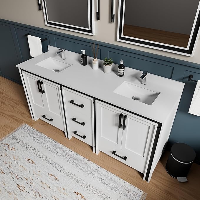 Augustine 72 in. W X 22 in. D White Double Bath Vanity Cabinet Without Countertop