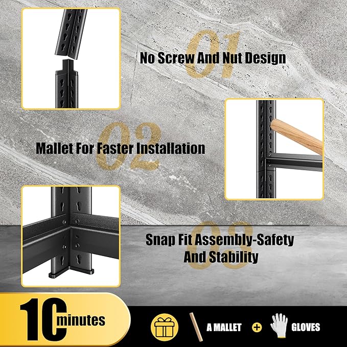 40" W Garage Shelving Heavy Duty, 960LBS Loads Garage Storage Shelves Heavy Duty, 2-Tier Metal Shelving Units and Storage Racks, Industrial Utility Shelf,40" Wx18 Dx36 H, Black