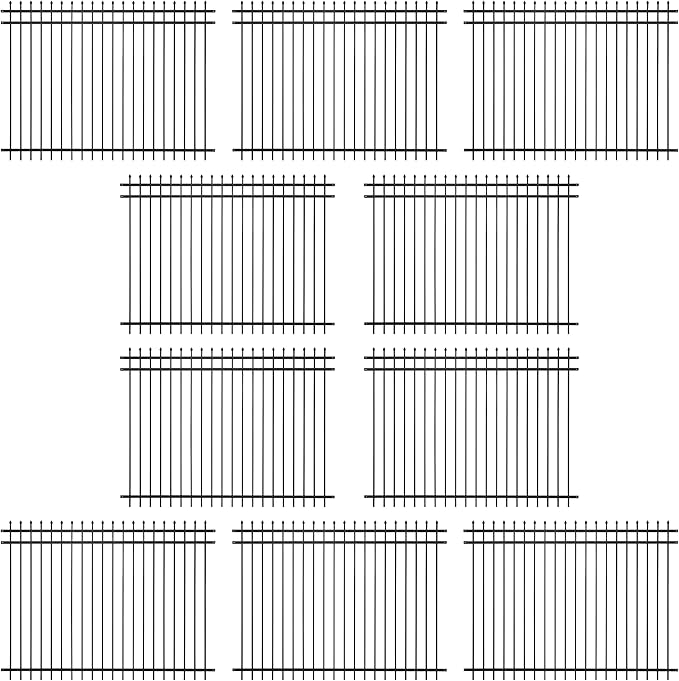 Fencer Wire Pack of 10 Heavy Duty Pinnacle Fence Barrier Panel, 6FT Height X 8FT Width Anti-Rust Metal Fencing Panel, 2” Diameter Steel Outdoor Decorative Garden Fence Panel for Yard, Pool, Patio