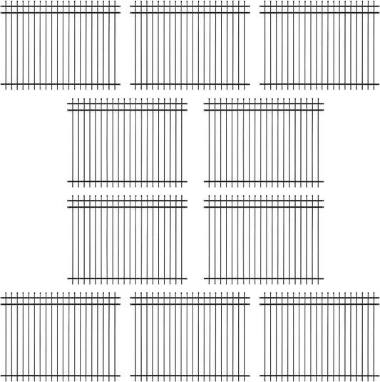 Fencer Wire Pack of 10 Heavy Duty Pinnacle Fence Barrier Panel, 6FT Height X 8FT Width Anti-Rust Metal Fencing Panel, 2” Diameter Steel Outdoor Decorative Garden Fence Panel for Yard, Pool, Patio
