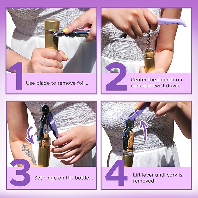 Shakey Wine Key! - Professional Waiter's Corkscrew Wine Bottle Opener with Foil Cutter (2-Pack)