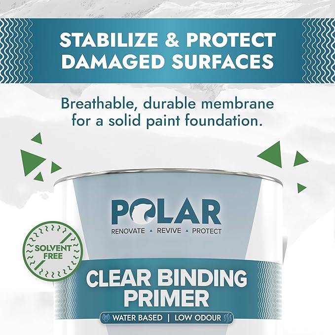 Polar Clear Binding Primer - 84 Fl Oz - High-Adhesion Primer for Drywall, Plaster, Cement, Stucco & Wood - Interior & Exterior Clear Base Coat & Paint Prep