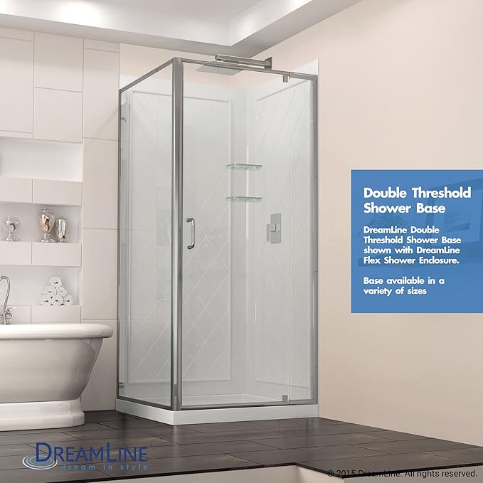 DreamLine SlimLine 36 in. D x 60 in. W x 2 3/4 in. H Left Drain Double Threshold Shower Base in Biscuit, DLT-1036601-22