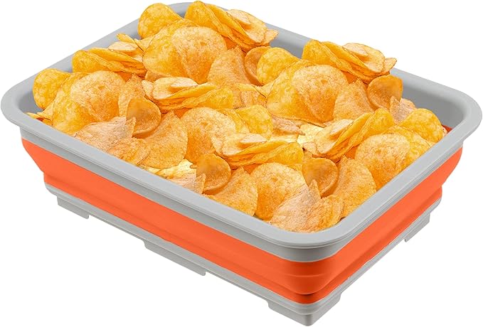 Collapsible Ice Bucket - 7.27-Liter Portable Outdoor Multi-Use Basin, Dish Tub, and Storage Basket for Camping and Tailgating by Wakeman (Orange)