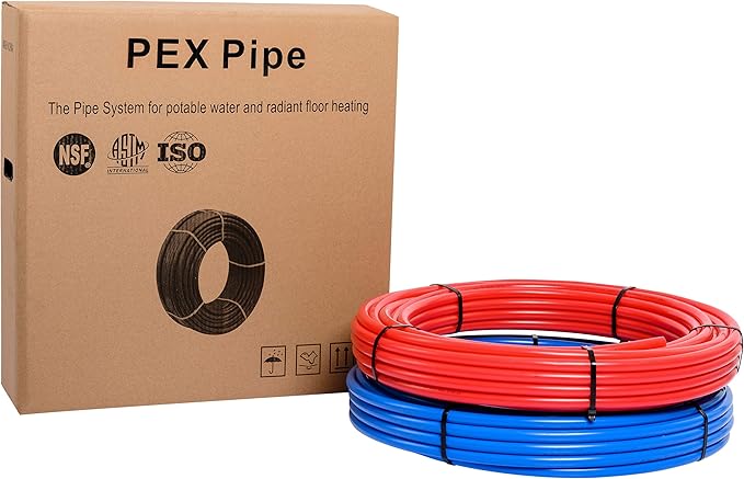 EFIELD 1/2 Inch 2 x100 ft Pex-b Pipe/Tubing(200 Ft), For Potable Water, Cold Hot Water, Brass Fitting, Crimping Clamp Tool, Cinch Clamps, Cutter Combo Kit (All in One),(E99KIT)