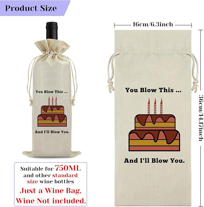 Funny Birthday Gift for Women Wine Bag Birthday Gift Ideas Wine Bag for Men Friend Boss Coworker Teacher Mom Dad Birthday Party Decoration Wine Bag Gifts Pairs Well with Celebrating Birthday Wine Bag