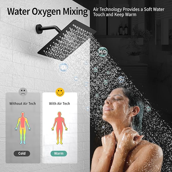 SR SUN RISE Shower Faucet - 8 Inch Shower System with Rain Shower Head and Handheld Spray - Shower Faucet Trim Repair Kits with Diverter Valve - All Metal Shower Set - Matte Black