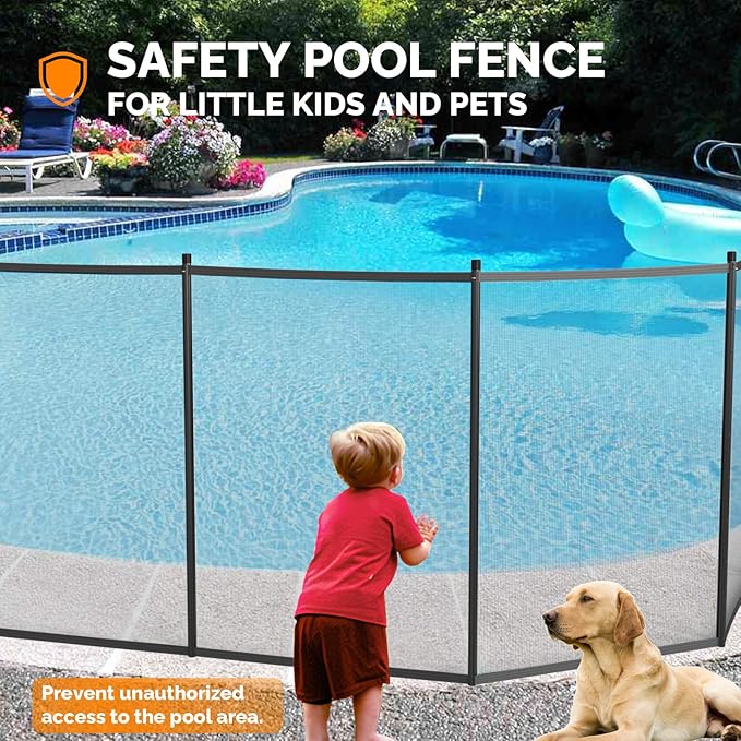 VINGLI Pool Fence 4Ft x 72Ft Swimming Pool Fence in Ground Pool Safety Fencing, Black