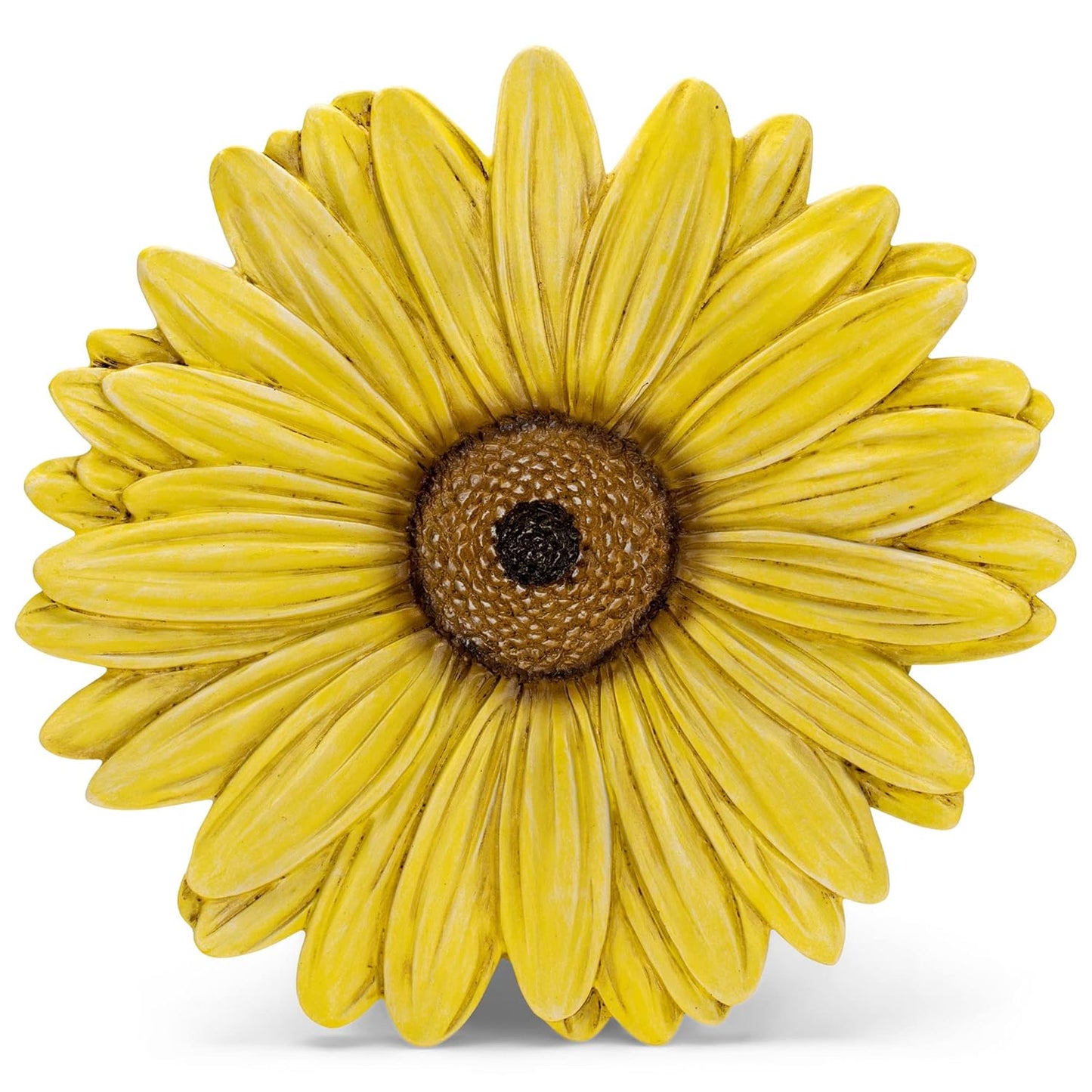 NAT & Jules Gerbera Daisy Flower Shaped Dimensional Indoor Outdoor 12 inch Cast Resin Decorative Garden Stepping Stone, Patio, Walkway Sculpture Yard Art, Yellow