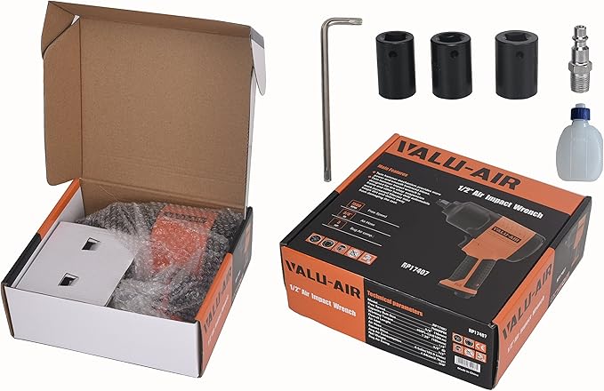 Valu-Air RP17407 1/2-Inch Air Impact Wrench, Twin Hammer, 420FT-LBS Loosening Torque, 7500RPM, Heavy Duty Pneumatic Impact Gun, for Auto Repair, Tire Shop