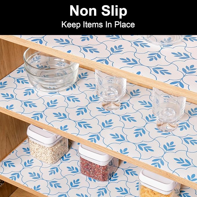 Cooyes Shelf Liner Drawer Liners, Shelf Liners for Kitchen Cabinets, Non Adhesive Cabinet Liner, EVA Waterproof Durable Non-Slip Refrigerator Liners for Kitchen, Drawer