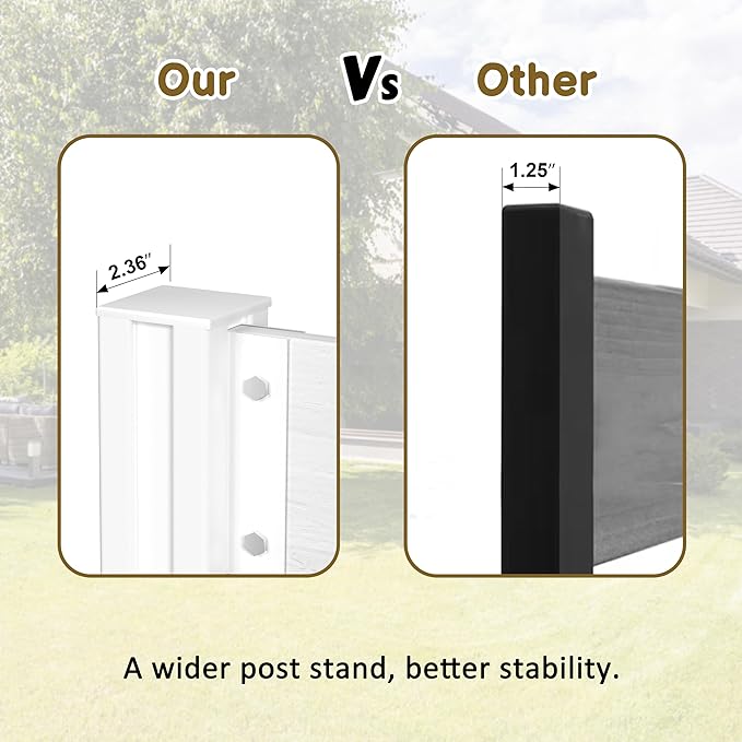 MUPATER 5ft × 3.3ft Wooden Privacy Screen,Easy No-Dig Installation,Two Setup Methods,Aluminum Post,Outdoor Use on Hard Surfaces&Soil,Ideal for Hiding Trash Cans,Air Conditioner Fencing,White(1 Panel)