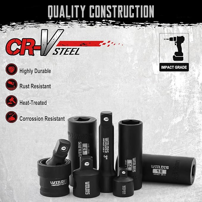 70pcs 3/8" Drive Impact Socket Set,Standard SAE(5/16 to 3/4-Inch) Metric Size(8-22mm), CR-V Steel Deep Socket Kit, Adapters, Ratchet Handle, Screwdriver Bit Set, Sliding T Bar, 6 Point