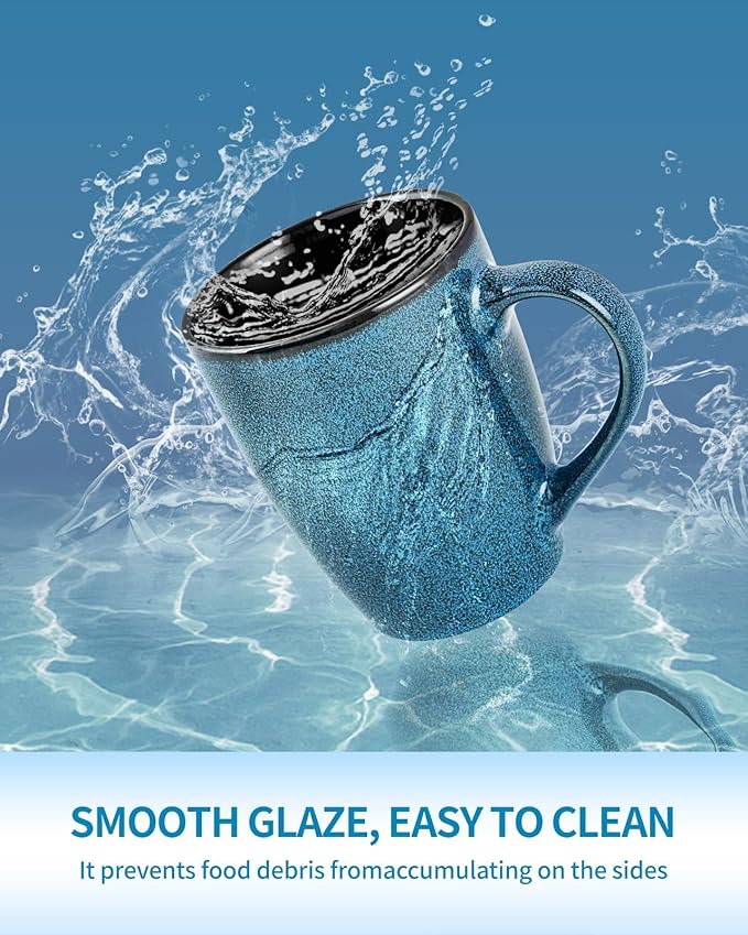 Ceramic Mugs 12oz,Large Ceramic Coffee Mugs for Men, Women, Dad, Mom, Modern Coffee Mugs With Handle For Tea,Latte,Cappuccino,Cocoa. (blue and brown 4pack)