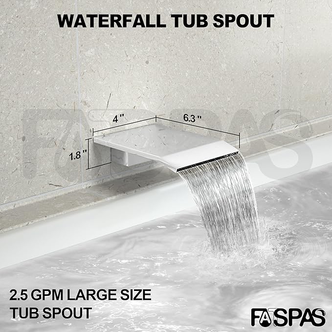 Shower System with Tub Spout, Wall Mounted Shower Faucet Set for Bathroom with 12 Inch Rain Shower Head and Handheld Shower Head Set, Polished Chrome