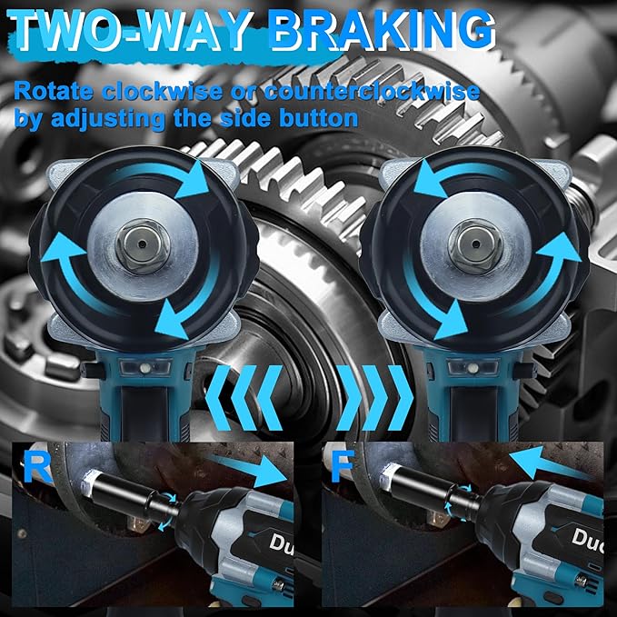 Cordless Impact Wrench, 960Ft-lbs (1300N.m) High Torque Brushless Impact Gun 1/2" with 2 x 6.0 Ah 21V Rechargeable Batteries for Car/Truck/RV/Mower