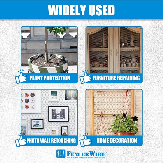 Fencer Wire 20 Gauge Chicken Wire Fence, Galvanized Poultry Hexagonal Netting Crafting, Chicken Coops & Rabbit Rodent Cage, 1-Inch Hex Grid (2 ft. x 50 ft.)