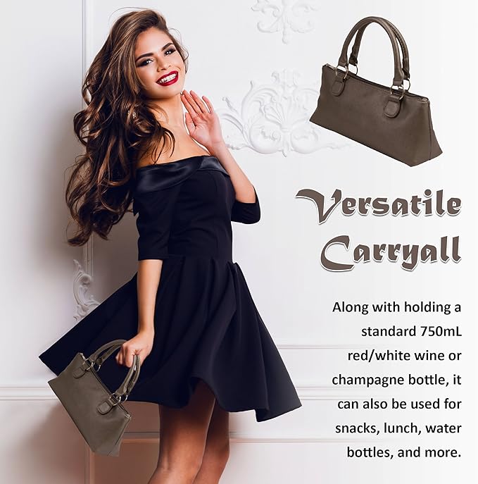 Wine Clutch Bag (Thermal Insulated) Trendy Women’s Carry Tote | Holds Red & White 750mL Bottles | Trendy Fashion | Incl. Portable Waiter-Style Corkscrew