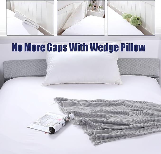 HOMBYS Wedge Pillow Headboard for Bed Gap,Foldable Bed Wedge Gap Filler Queen Size,Matterss Gap Filler,Multi Functional Bed Crack Pillow, Fill The Gap (0-7") Between Your Headboard and Mattress