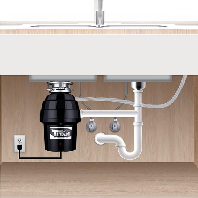 TITAN 10-US-TN-GAR-3B Torque Garbage Disposal System with Stainless Steel Impellers & Griding Components, Black (3/4 HP | Deluxe)