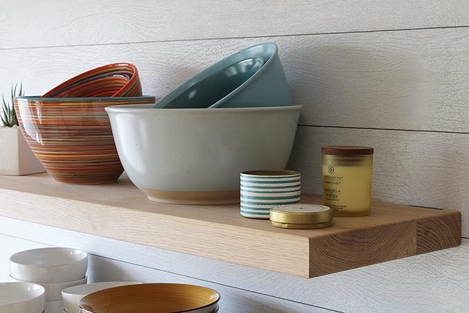 Urban Legacy Unfinished White Oak Deep Floating Shelves | Easy to Install Accent Modern Floating Shelves with Floating Shelf Brackets| Set of 2 (48" x 11" x 2")